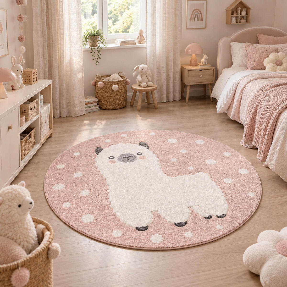 KINDER TEPPICH MAUI KIDS ALPAKA RUND - Rosa, Textil (200/200cm) - Pergamon