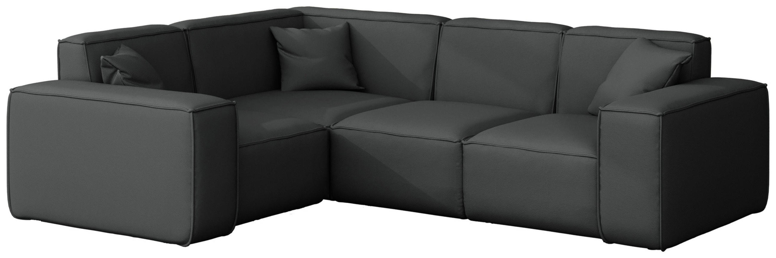 GARTENECKSOFA Lorento Outdoor in L-Form, Universell, Dunkelgrau Kunstleder 251/73/186 cm - Dunkelgrau, Textil (251/73/186cm) - WFL GROUP