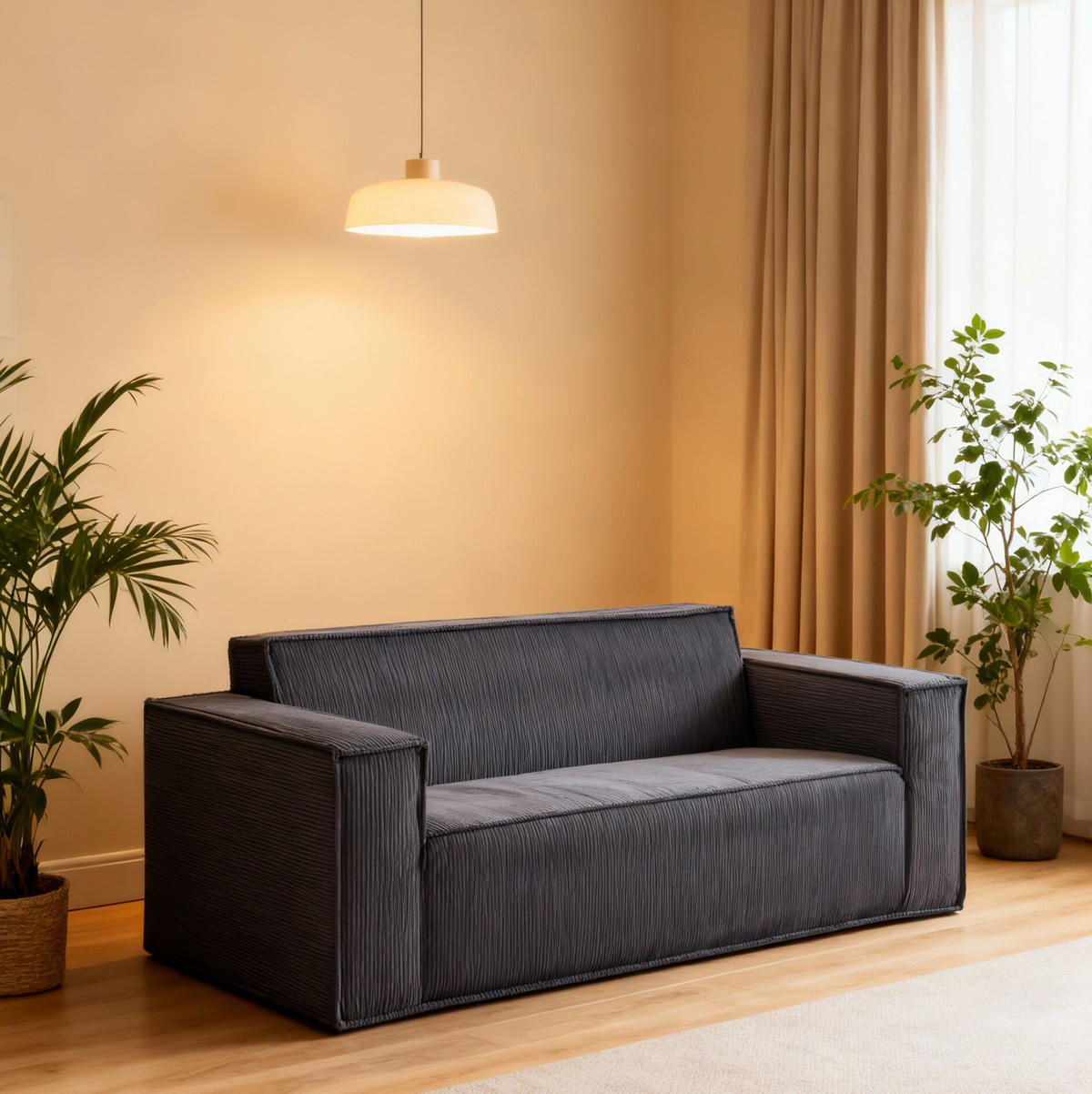 2-SITZER SOFA Cord Grau - Grau, Textil (178/70/86cm) - WISHDOR