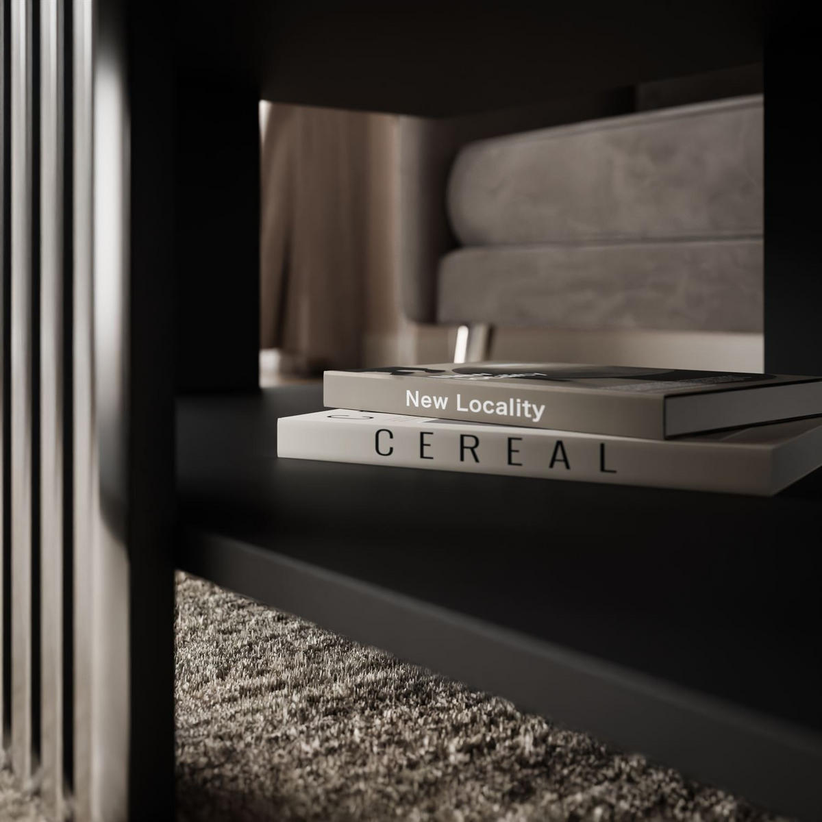 COUCHTISCH SAPHIRA SILVER mit Ablageboden, Schwarz Matt - Schwarz, Holzwerkstoff (60/100/40cm) - Lookway