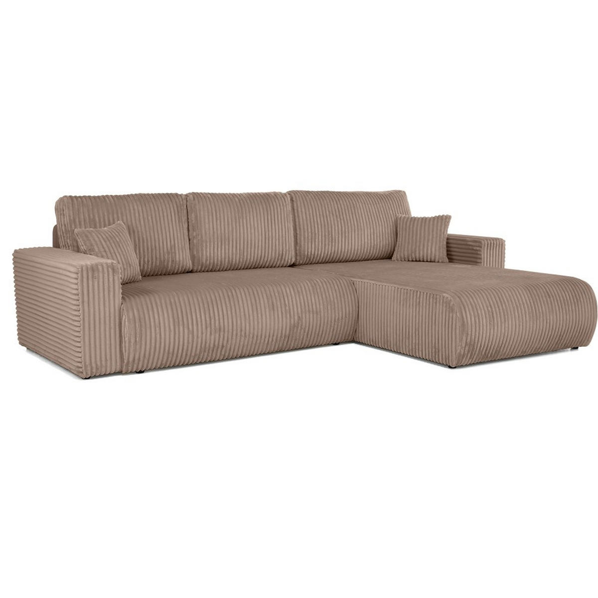 ECKSCHLAFSOFA Porto mit universelle Ottomane, Hellbraun - Hellbraun/Schwarz, Textil (288/190cm) - Beautysofa