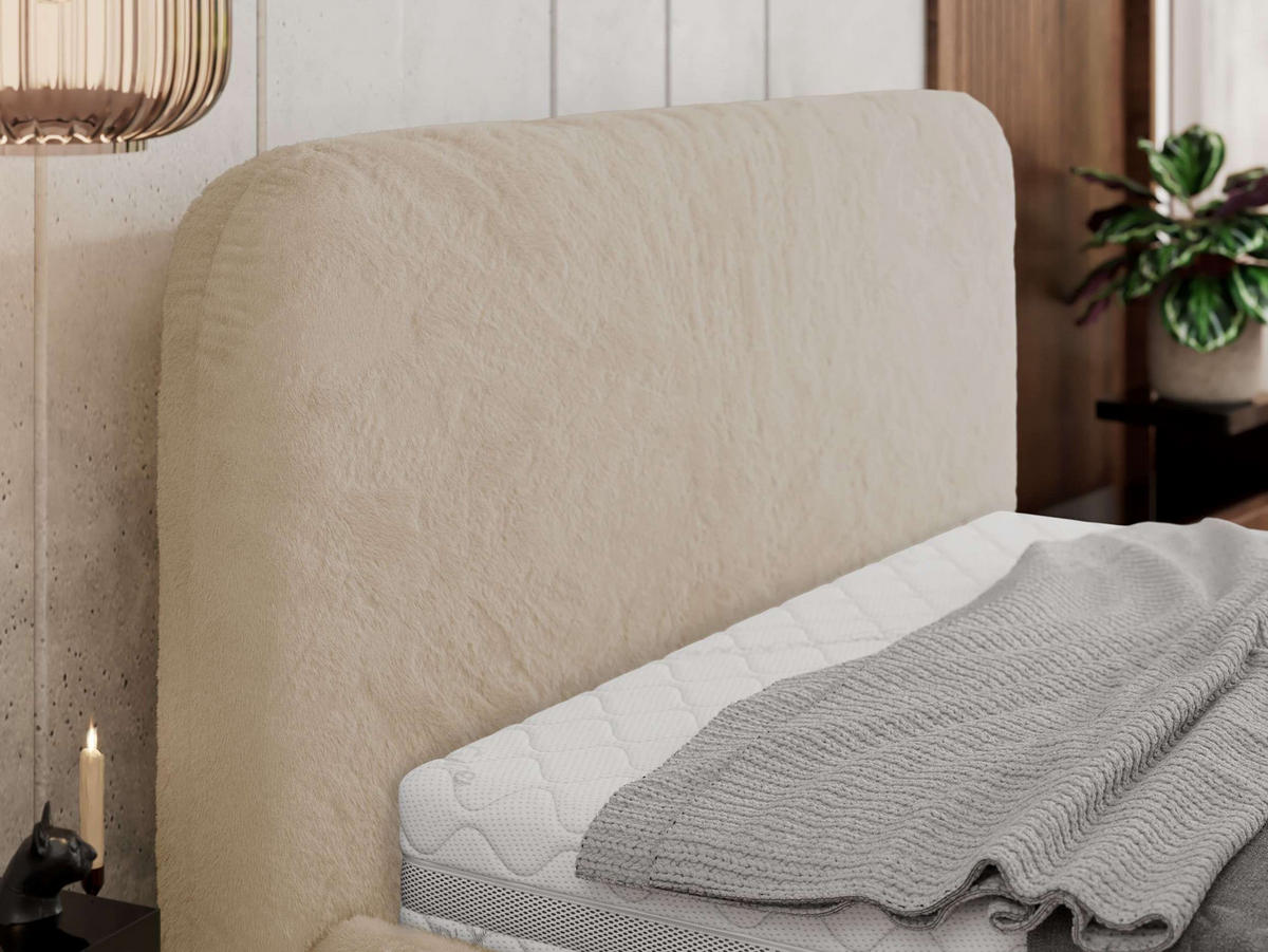 POLSTERBETT BENEA CLASSIC 200/200 - Creme Plüsch - ohne Matratze - Creme, Textil (200/200cm) - MKS