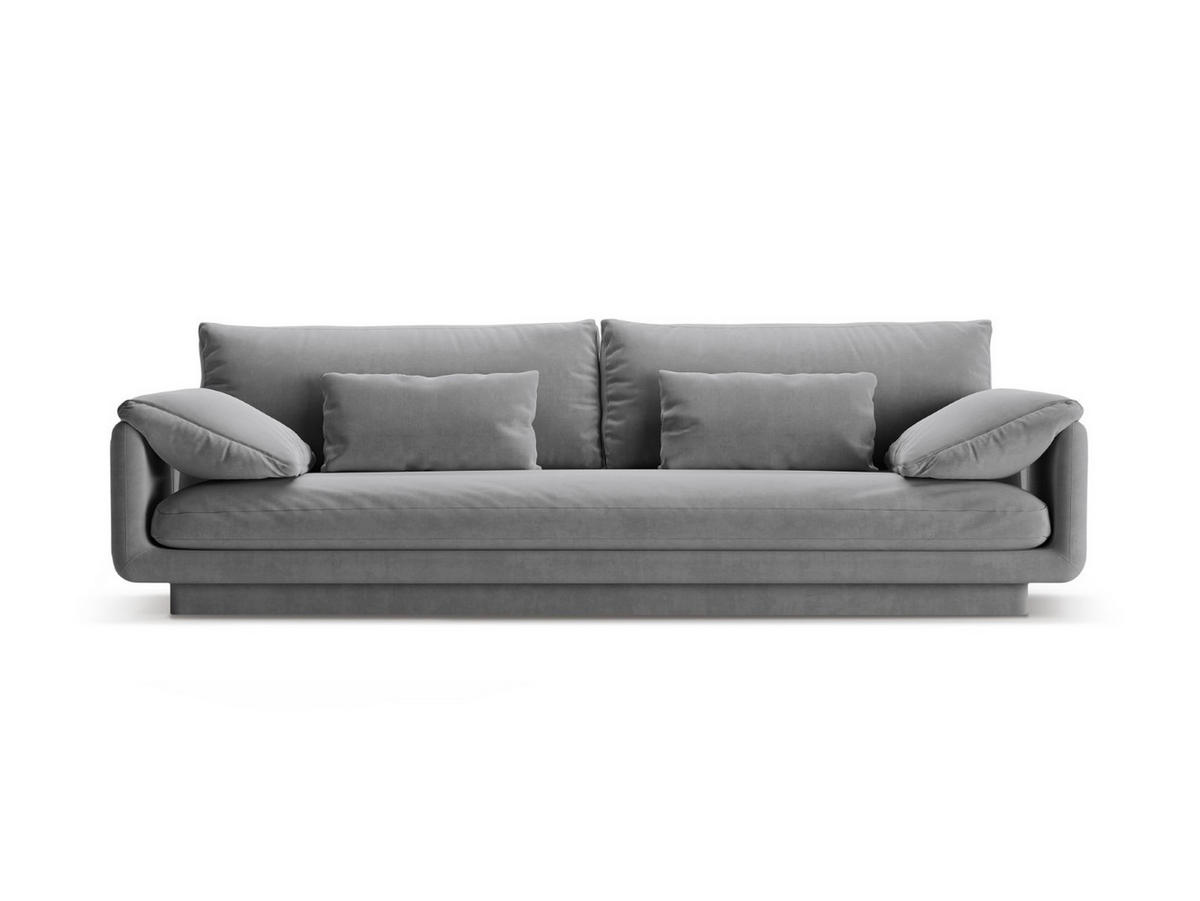 SOFA Torino aus Samt hellgrau 4 Sitzplätze - Hellgrau, Textil (250/83/103cm) - Micadoni