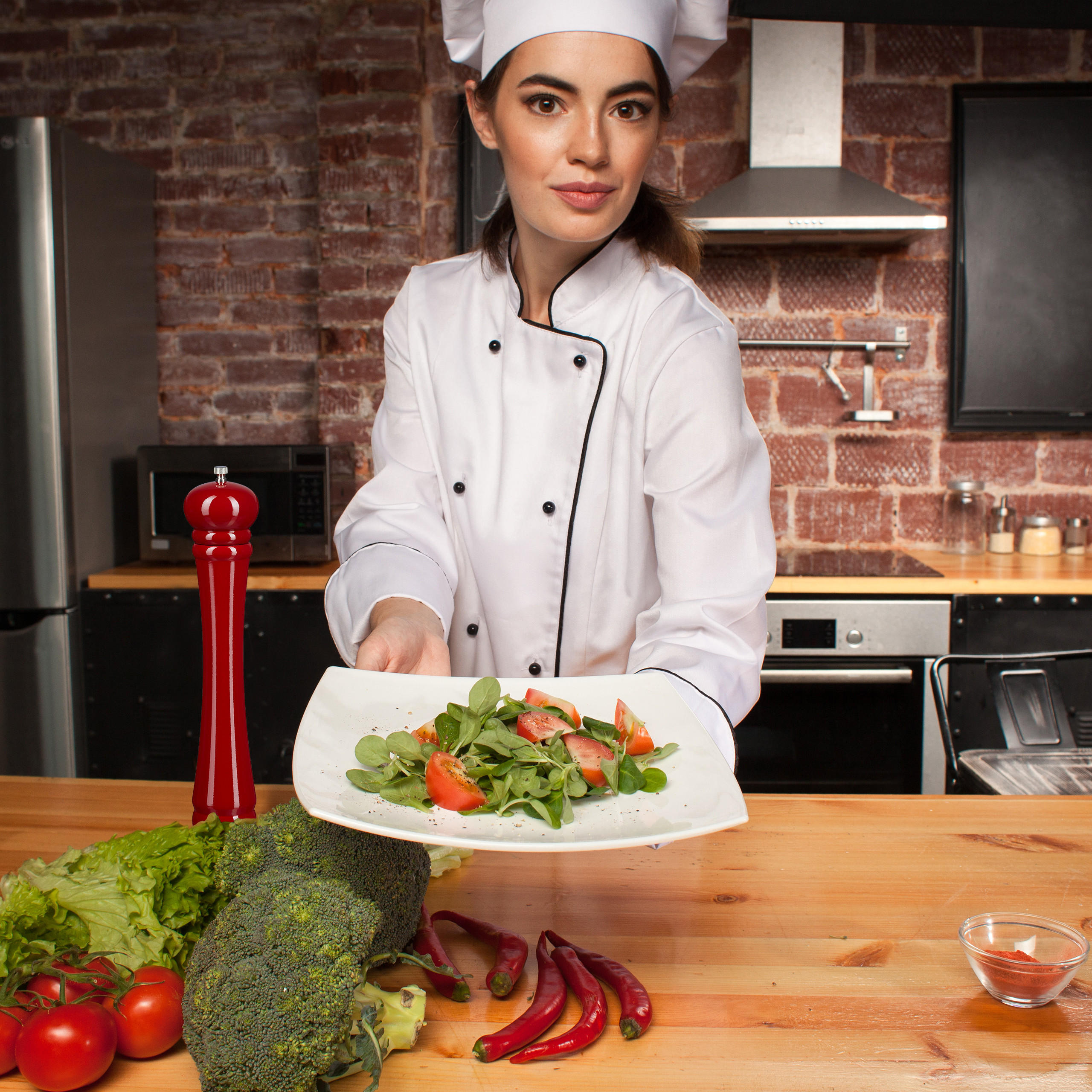 PFEFFERMÜHLE Keramikmahlwerk - Dunkelrot, Holz/Keramik (5.5/39.5/5.5cm) - Relaxdays