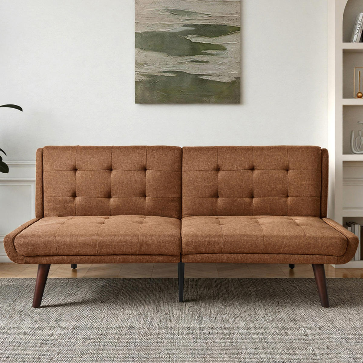 SCHLAFSOFA 157/51/70 cm in Leinenoptik Braun, ohne Armlehnen - Braun, Textil (51/70/157cm) - Oxeza