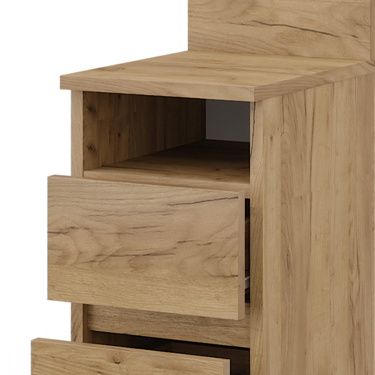 NACHTTISCH Monty Goldkraft Eiche 25 x 59.1 cm mit 2 Schubladen - Eiche Wotan, Holzwerkstoff (25/59.1/32.3cm) - Vicco