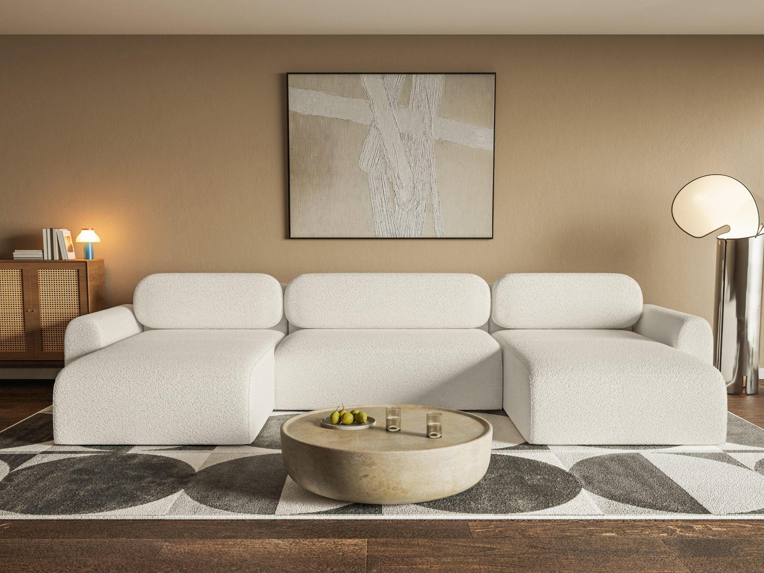 Thumbnail - Fedve Wohnlandschaft, Weiß, Textil, U-Form,L-Form, 386x70x185 cm, Wohnzimmer, Sofas & Couches, Wohnlandschaften, Wohnlan...