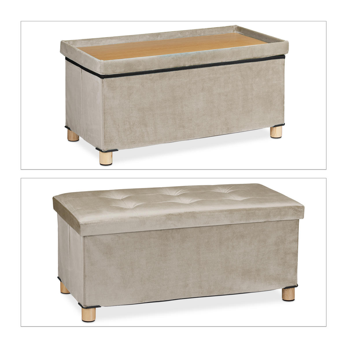 SITZBANK - Creme, Holz/Holzwerkstoff (76/34/38cm) - Relaxdays