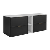 BADEZIMMERSCHRANK, Dunkelgrau / Weiß, Goldene Griffe, 180 ( 2 x 80 + 20) x 46 x 57 cm - Goldfarben/Weiß, Holzwerkstoff/Kunststoff (180/57/46cm) - 3XE LIVING