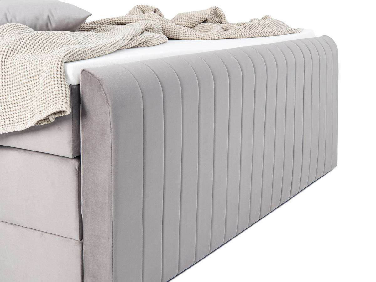 BOXSPRINGBETT FLY hellgrau 180/200 cm H2/H3 Samt - Hellgrau, Textil (180/200cm) - wonello