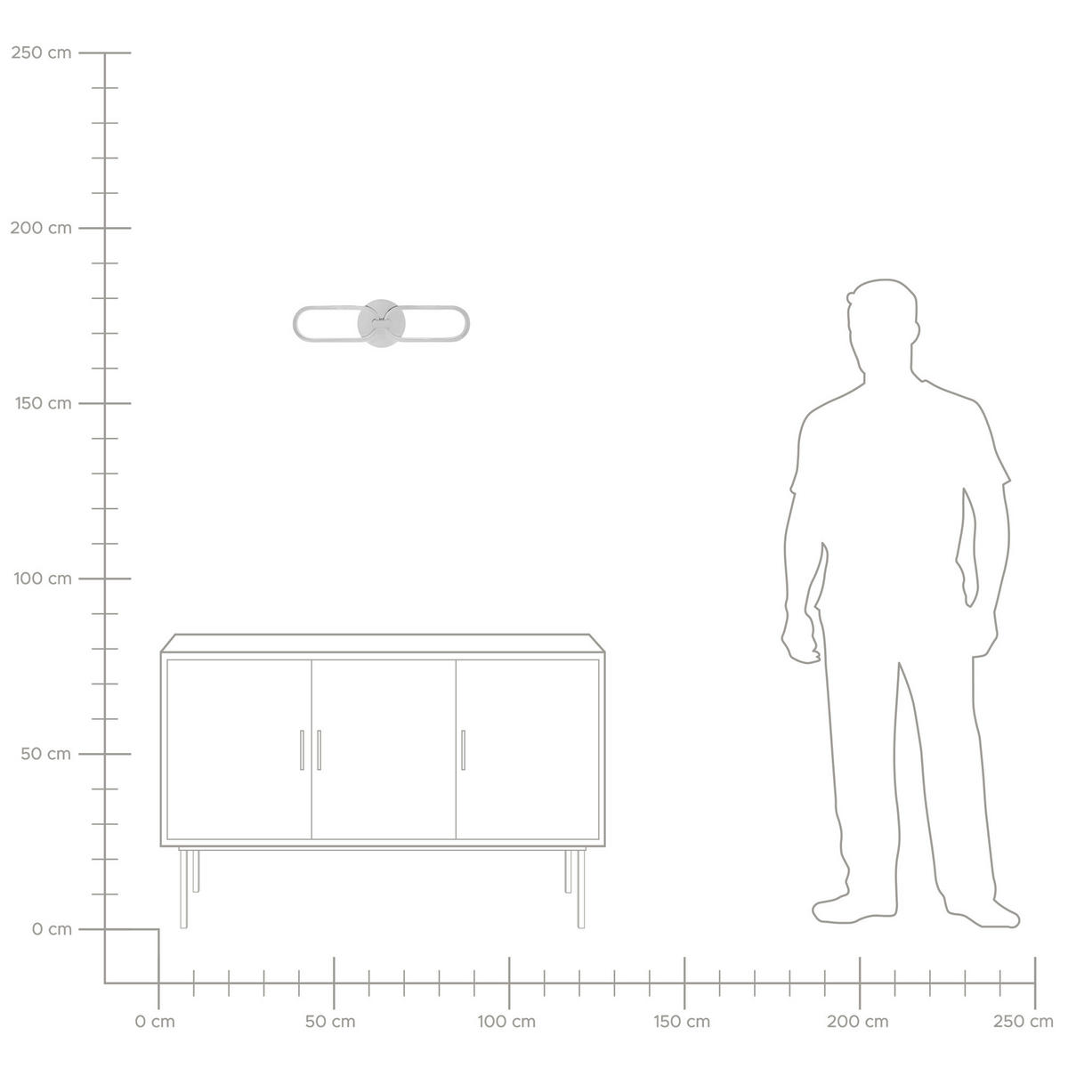 WANDLEUCHTE Krang 50x2x14 cm - Silberfarben, Metall (50/14/2cm) - Beliani