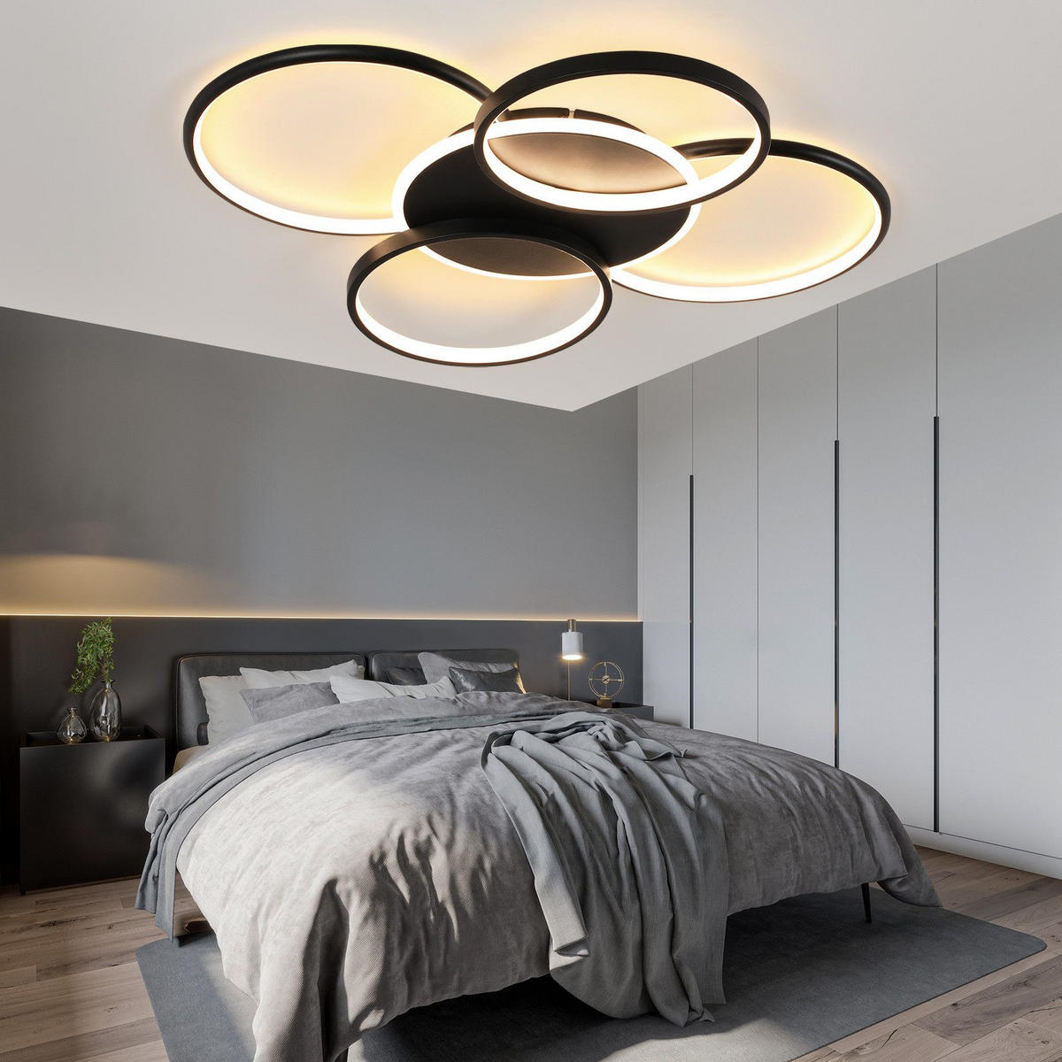 LED-DECKENLEUCHTE Lemoine 55.5/67/6cm - Schwarz, Metall (67/55.5/6cm) - Nettlife