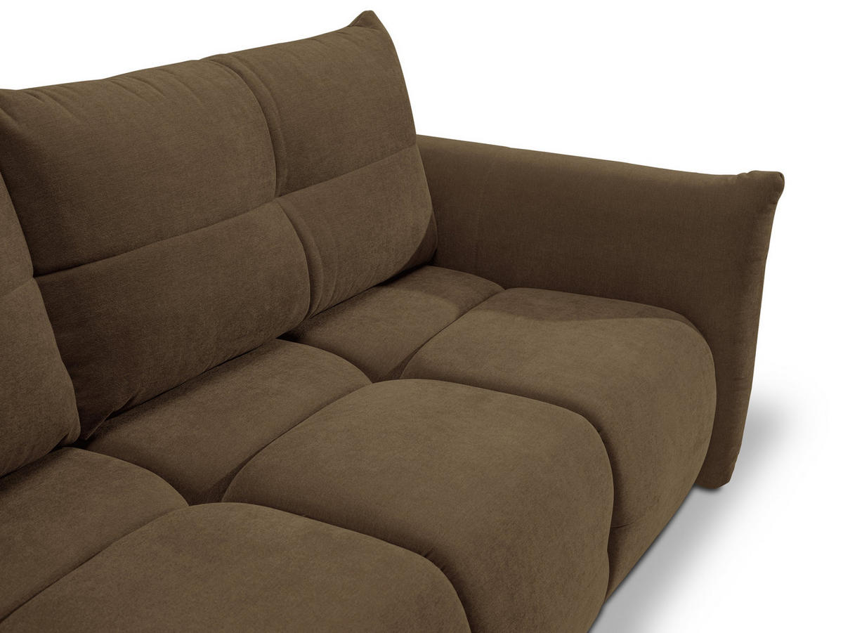 BETTSOFA MODA Braun Chenille-Stoff mit Schlaffunktion - Braun, Holz (245/86/110cm) - MASSENO