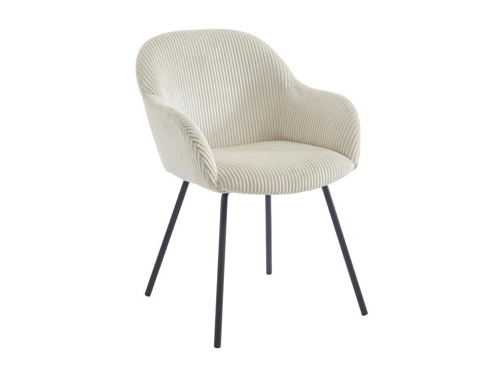 STUHL mit Armlehnen 6er-Set - Cord & schwarzes Metall - Beige - MARENZIA - Beige, Textil (62/82.5/58cm) - Vente-Unique