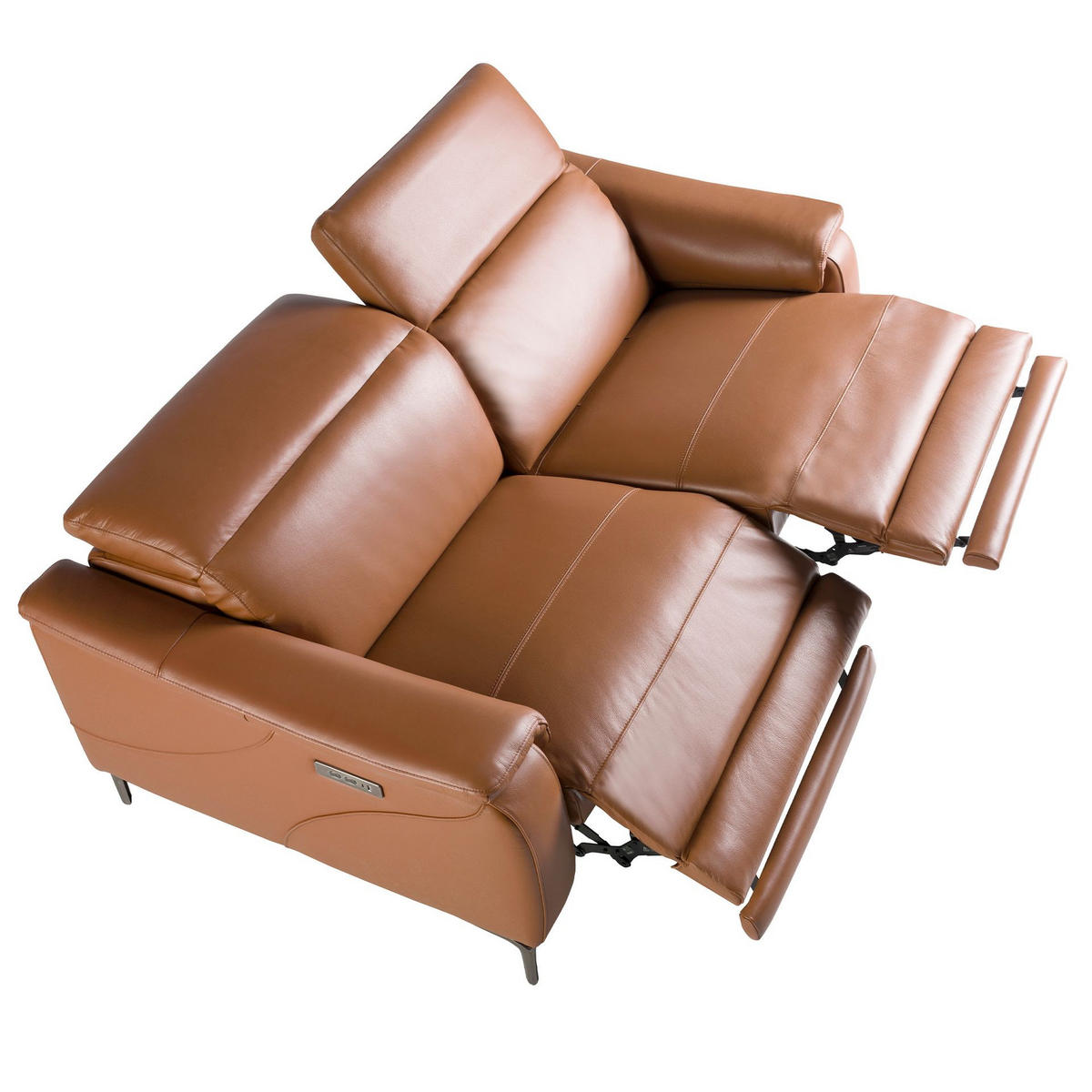 SOFA 3-Sitzer-Relaxsofa aus braunem Leder 188/160/101 cm - Edelstahlfarben/Braun, Leder (188/101/108cm) - ANGEL CERDA