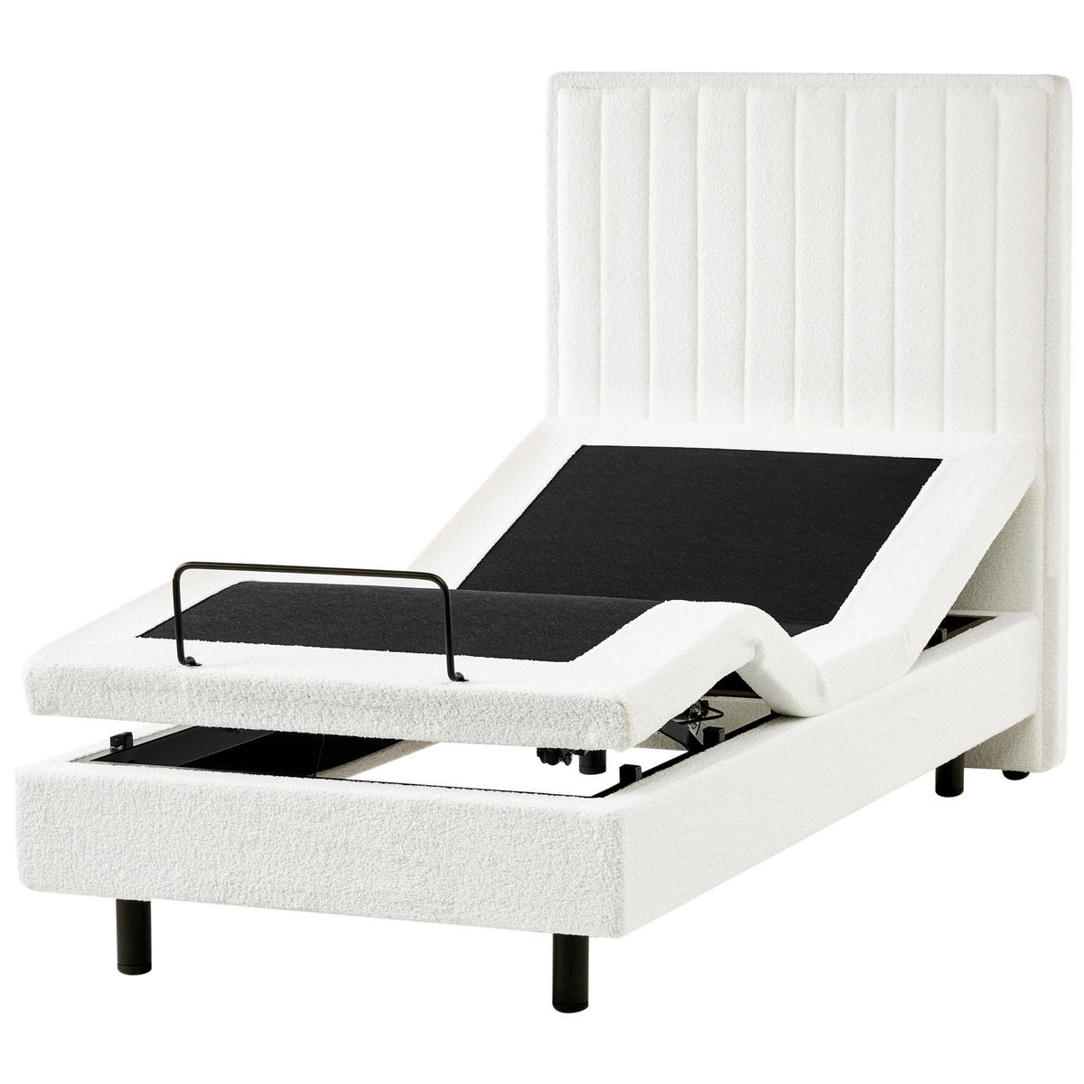 BETT 90/200 cm Cremeweiß Duke II - Schwarz/Weiß, Textil (90/200cm) - Beliani