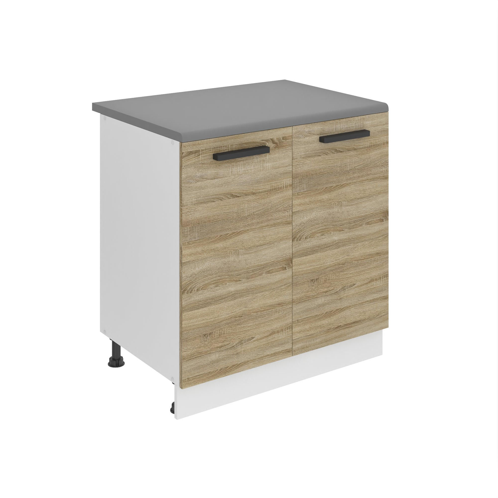 KÜCHENUNTERSCHRANK 80 cm SD, mit Arbeitsplatte, mit 2 Türen, Sonoma-Eiche - Eiche San Remo, Holz (80/85/51.6cm) - B BELINI GROUP