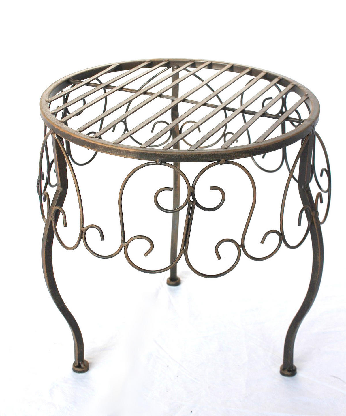 BLUMENHOCKER Rund Metall Braun 35 cm 140129 XL - Braun, Metall (32/35/32cm) - DanDiBo