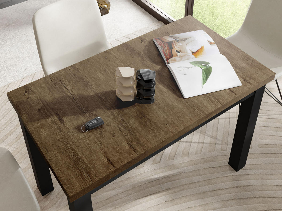 ESSTISCH Arden rechteckig, Eiche Braun Rustikal 100/60/73 cm - Alteiche/Schwarz, Holz/Holzwerkstoff (100/60/73cm) - WFL GROUP