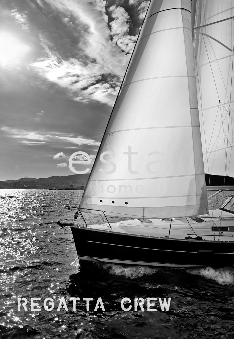 FOTOTAPETE Segelboot 186 x 270 cm - Grau, Papier (186/270cm) - ESTAhome