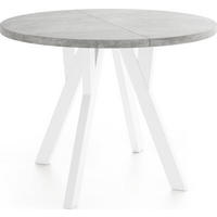 ESSTISCH Avero White runder ausziehbarer, Beton grau 90-190/90/77 cm - Hellgrau/Weiß, Holz/Holzwerkstoff (90/90/77cm) - WFL GROUP