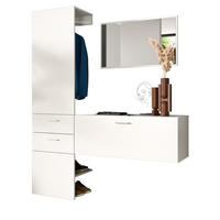 GARDEROBE Set 3-teilig weiß 156 cm, Komplettset mit Spiegel - Silberfarben/Weiß, Glas/Holzwerkstoff (52/190/36cm) - Inn.Furn