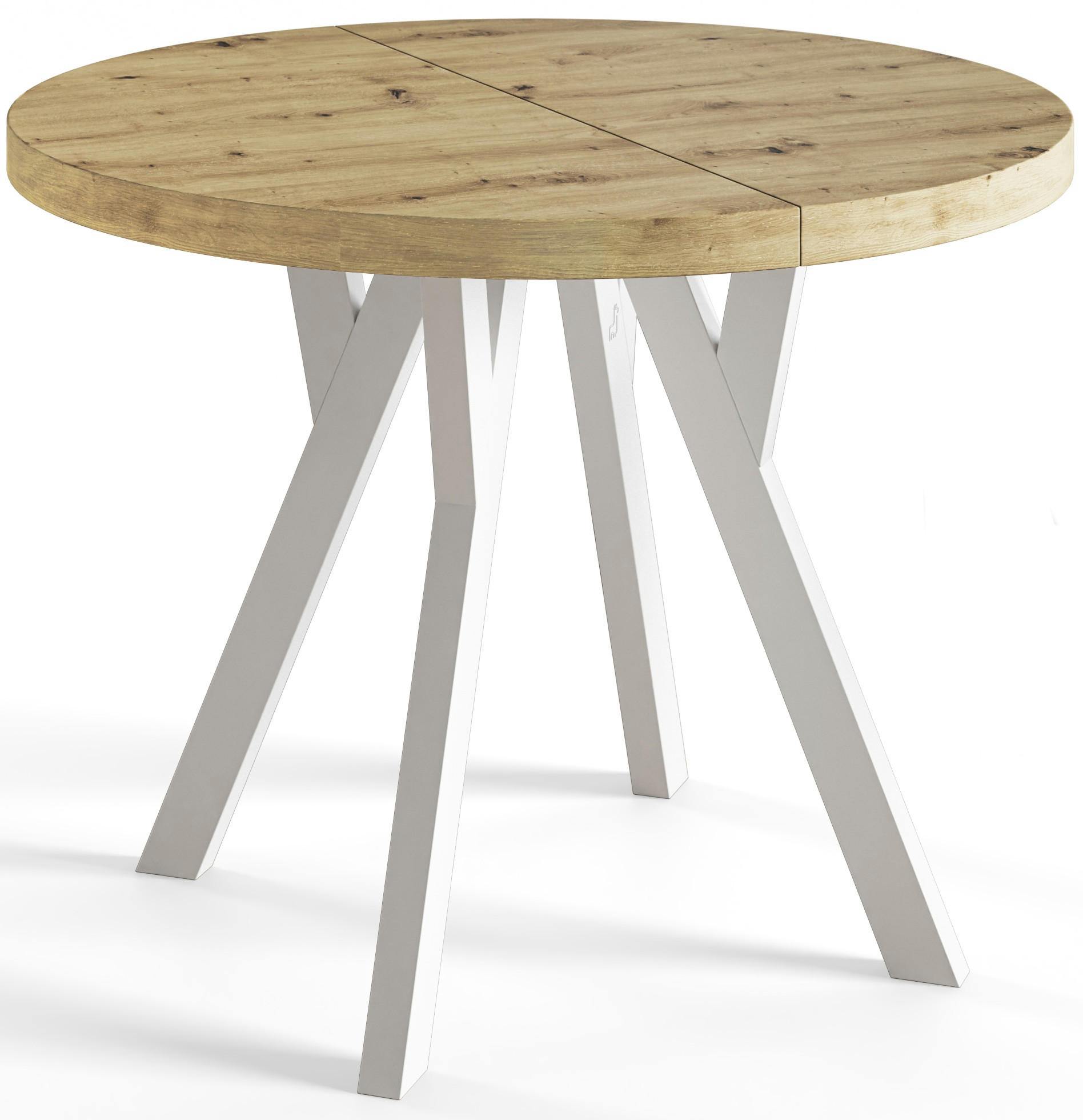 ESSZIMMERTISCH OVO, ausziehbarer Tisch 90 cm bis 190 cm, Farbe: ARTISAN, mit Holzbeinen in Farbe Weiß - Hellbraun/Weiß, Holzwerkstoff (90/90/77cm) - Alpi-Möbel