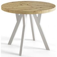 ESSZIMMERTISCH OVO, ausziehbarer Tisch 80 cm bis 130 cm, Farbe: ARTISAN, mit Holzbeinen in Farbe Weiß - Hellbraun/Weiß, Holzwerkstoff (80/80/77cm) - Alpi-Möbel
