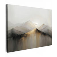 LEINWANDBILD Hügel - Abstrakt - Kreuz - Christentum Wandbild 40x30 cm - Beige, Textil (40/30cm) - MuchoWow