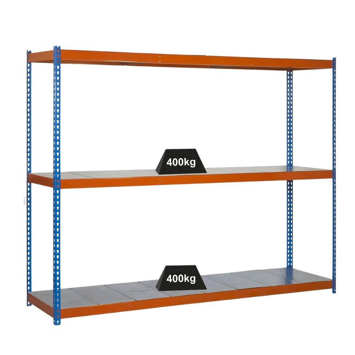 SCHWERLASTREGAL METAL BEAST THREE | HxBxT 200x240x60cm | Fachlast 400kg | Blau-Orange - Gelb, Metall (240/200/60cm) - PROREGAL