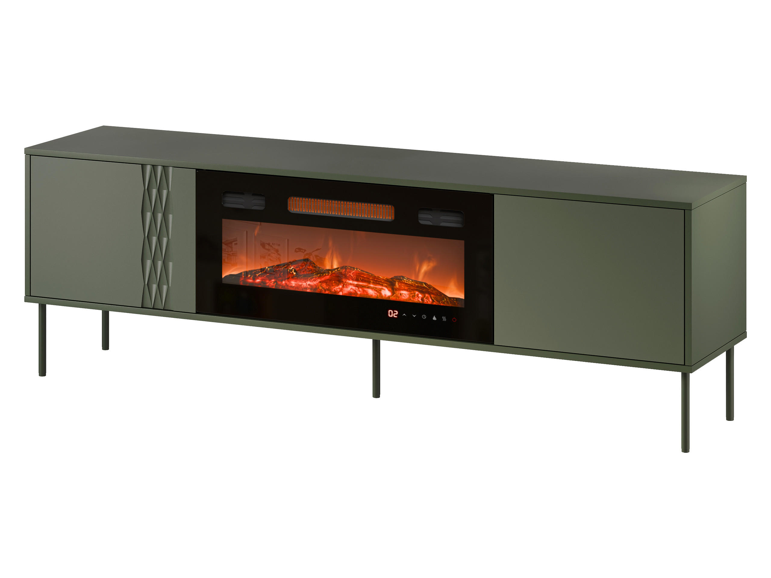 TV-LOWBOARD Tresse 180 EF mit Kamin - Grün, Holzwerkstoff/Metall (180/55/40cm) - MIRJAN24