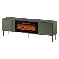 TV-LOWBOARD Tresse 180 EF mit Kamin - Grün, Holzwerkstoff/Metall (180/55/40cm) - MIRJAN24