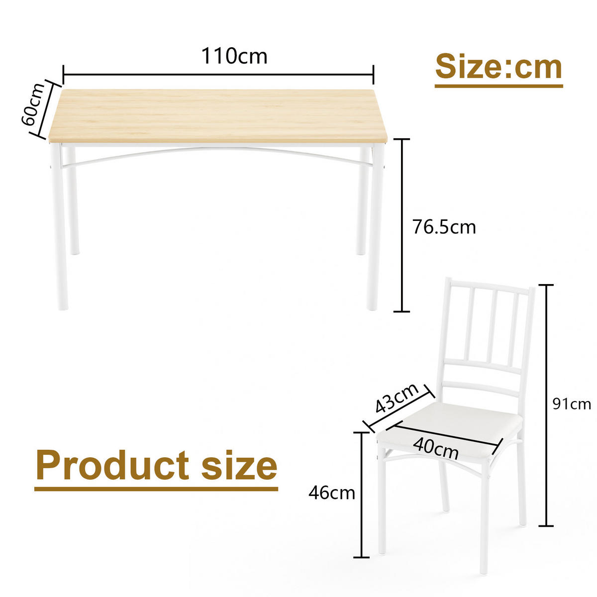 ESSGRUPPE DE-39329 5-teilig, mit 4 Stühlen Natur - Naturfarben, Holzwerkstoff (110/76.5/60cm) - ComfortXL