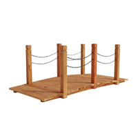 GARTENBRÜCKE Orange Tannenholz Eisen mit Ketten - Orange, Holz/Metall (67/150/55cm) - Relaxdays