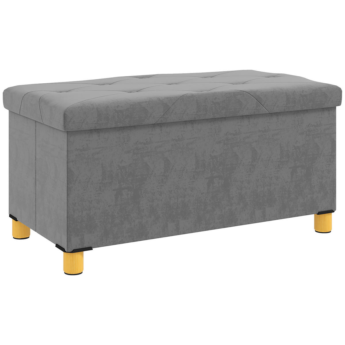 SITZBANK mit Stauraum, faltbar Polsterbank, Bettbank mit Samtoptik, Sitztruhe - Grau, Kunststoff (38/38/76cm) - HOMCOM