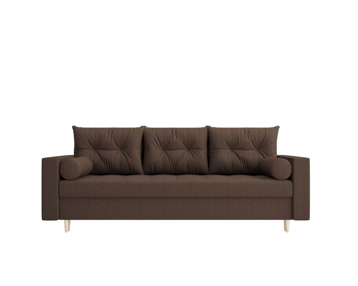 SOFA SKANDI mit Schlaffunktion COSMIC 800 mit Stauraum - Braun, Textil (90/88/232cm) - Bedante