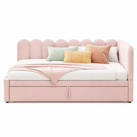 POLSTERBETT 90/180 cm aus Samt mit Ausziehbett, Rosa - Pink, Textil (90/180cm) - OKMYHOME