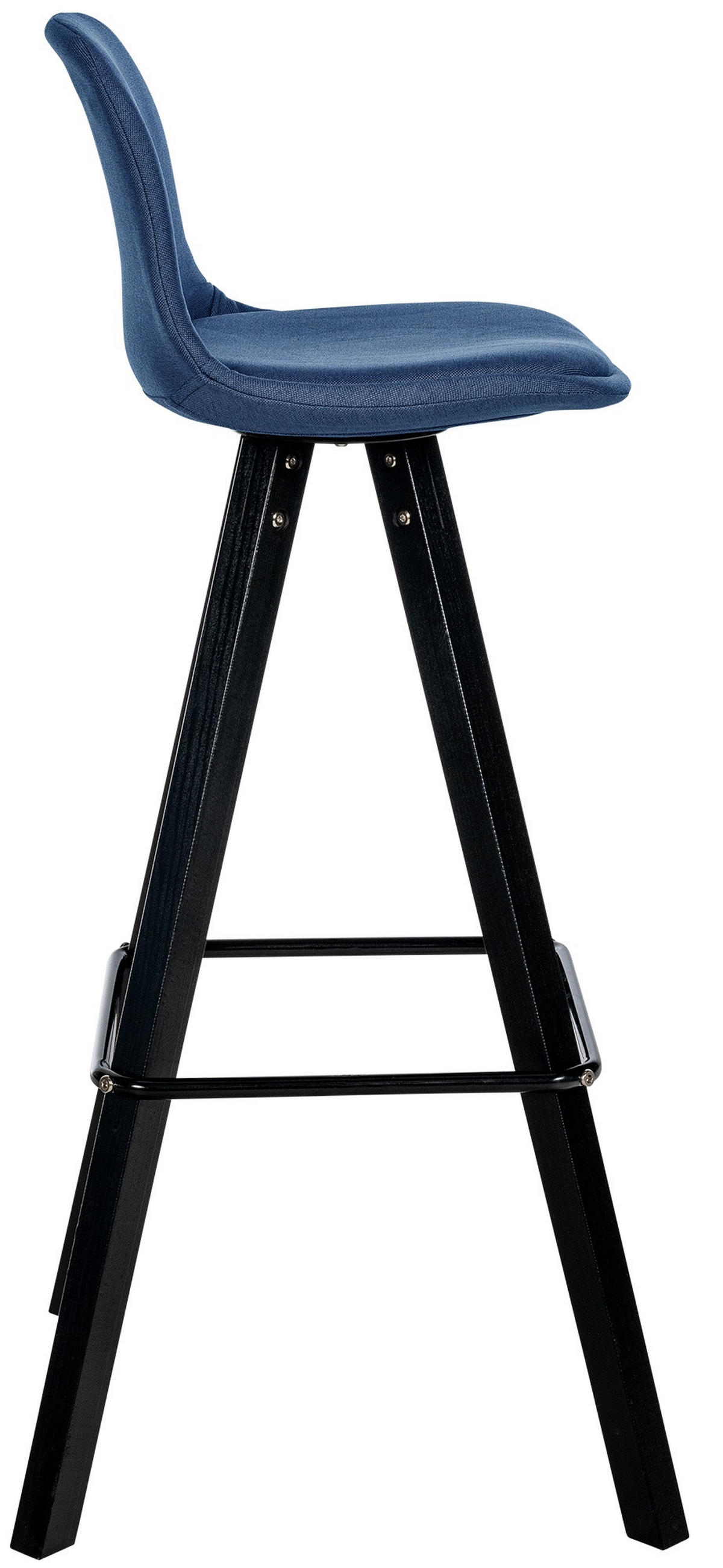 BARHOCKER PALMA Blau Stoff Schwarz - Blau, Holz/Textil (38/99/44cm) - DELUKE
