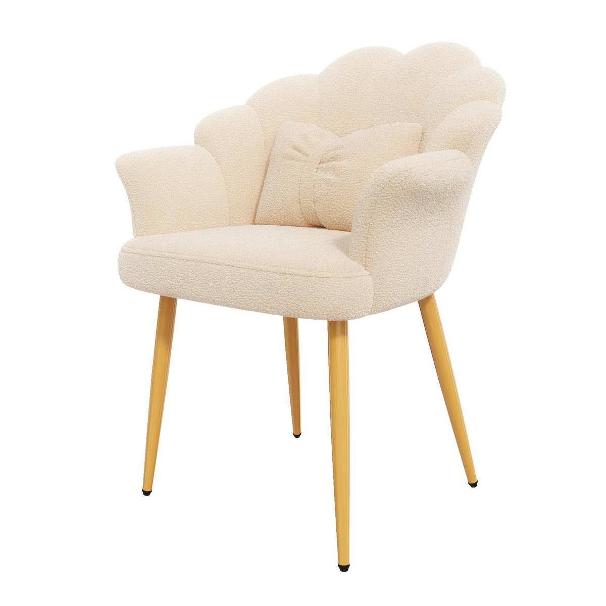 ARMLEHNSTUHL Blütenblatt-Design mit Schleifenkissen, DE-42136, Beige - Beige, Holzwerkstoff (65.5/85/64cm) - ComfortXL