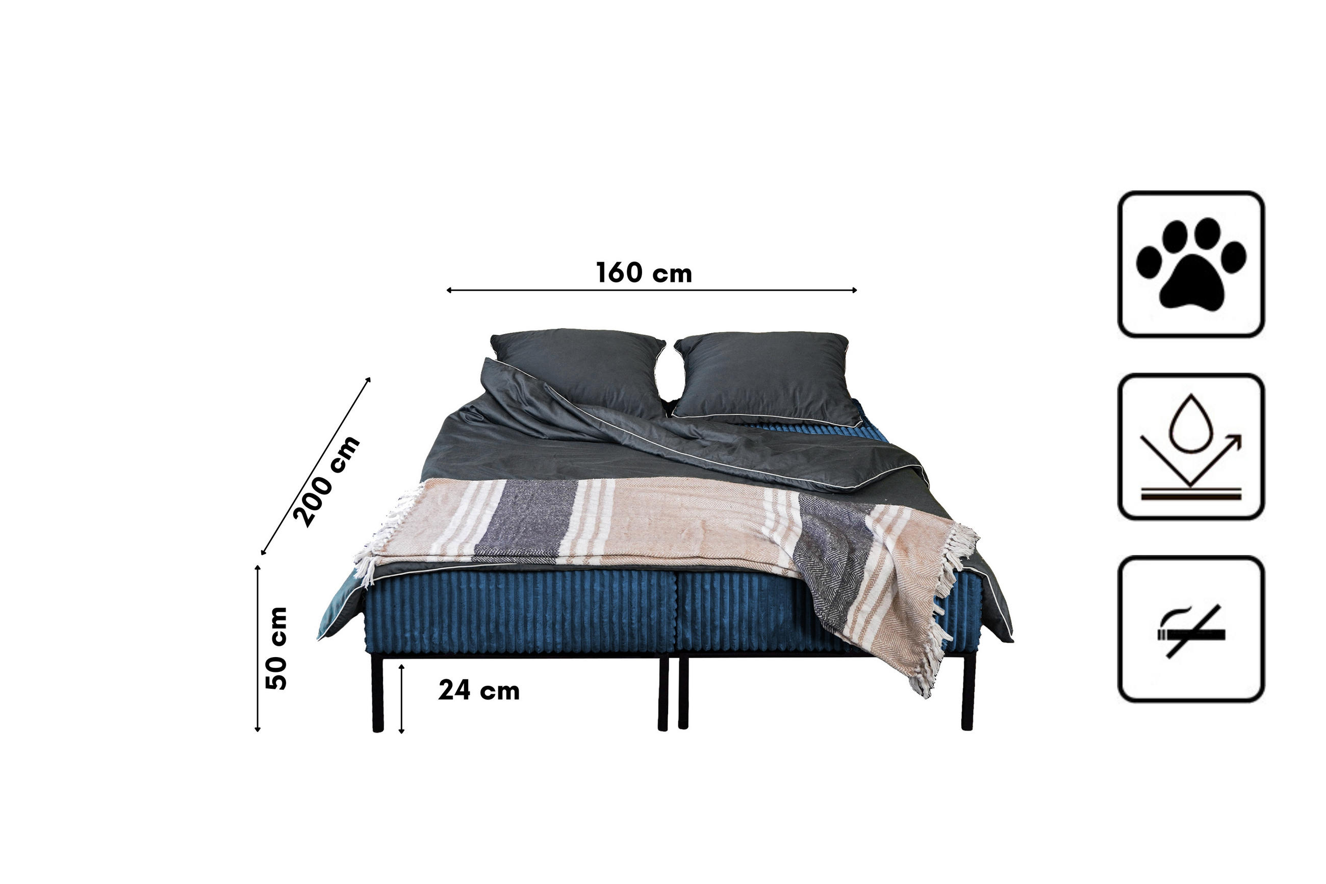 Thumbnail - Kaiser Möbel Ecksofa, Dunkelblau, Textil, L-Form,L-Form, 160x145 cm, Wohnzimmer, Sofas & Couches, Wohnlandschaften, Ecks...
