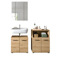 BADMÖBEL-SET 3-teilig Artisan Eiche, Badkombination 135 cm, viel Stauraum, Cover - Schwarz/Eiche Artisan, Glas/Holzwerkstoff (135/185/185cm) - Inn.Furn