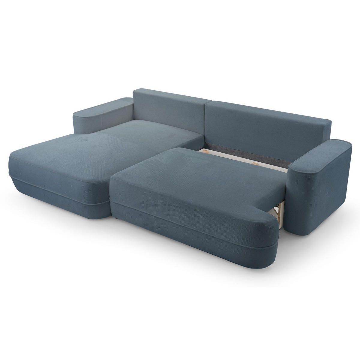ECKSOFA Fuerro Hellblau Strukturstoff - Schwarz/Hellblau, Kunststoff/Textil (260/168cm) - Selsey