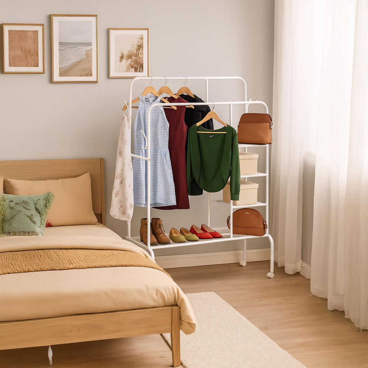 KLEIDERSTÄNDER - Weiß, Metall (110/154/55cm) - Relaxdays