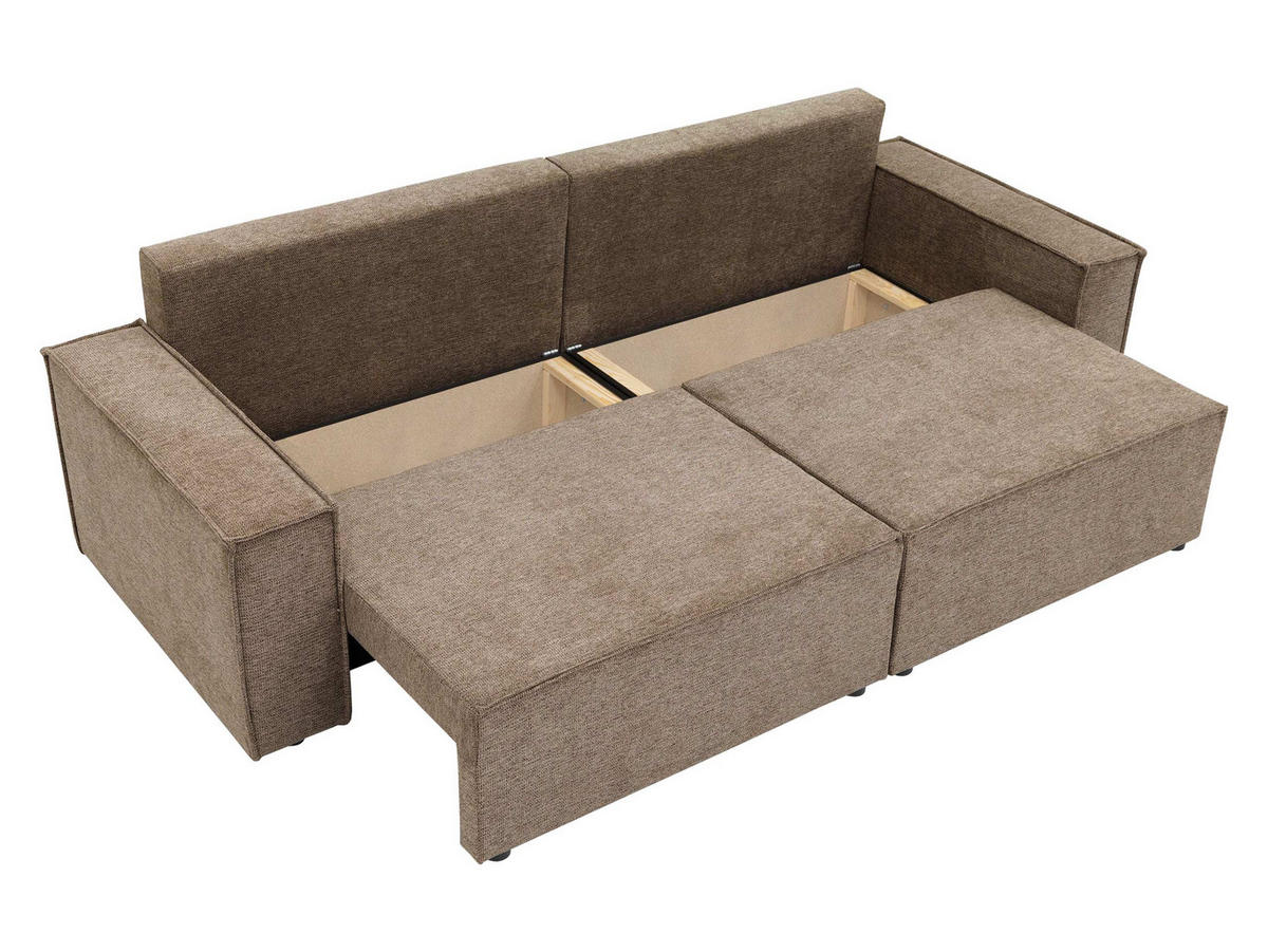 SCHLAFSOFA Karl - Hellbraun/Schwarz, Holz/Kunststoff (245/82/90cm) - MIRJAN24