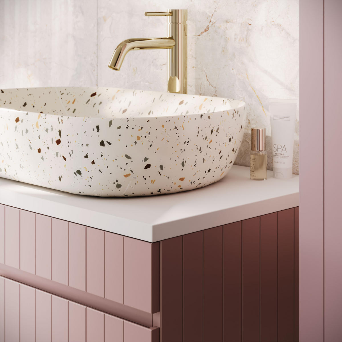 BADMÖBEL-SET FLORIS - Rosa, Holzwerkstoff (80/46/45.6cm) - Lookway
