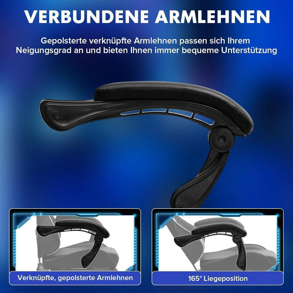GAMING Stuhl mit Fußstütze weiß, Ergonomisch mit Lendenkissen und Kopfkissen, 150 kg Belastbarkeit - Multicolor, Kunststoff (47/132/47cm)