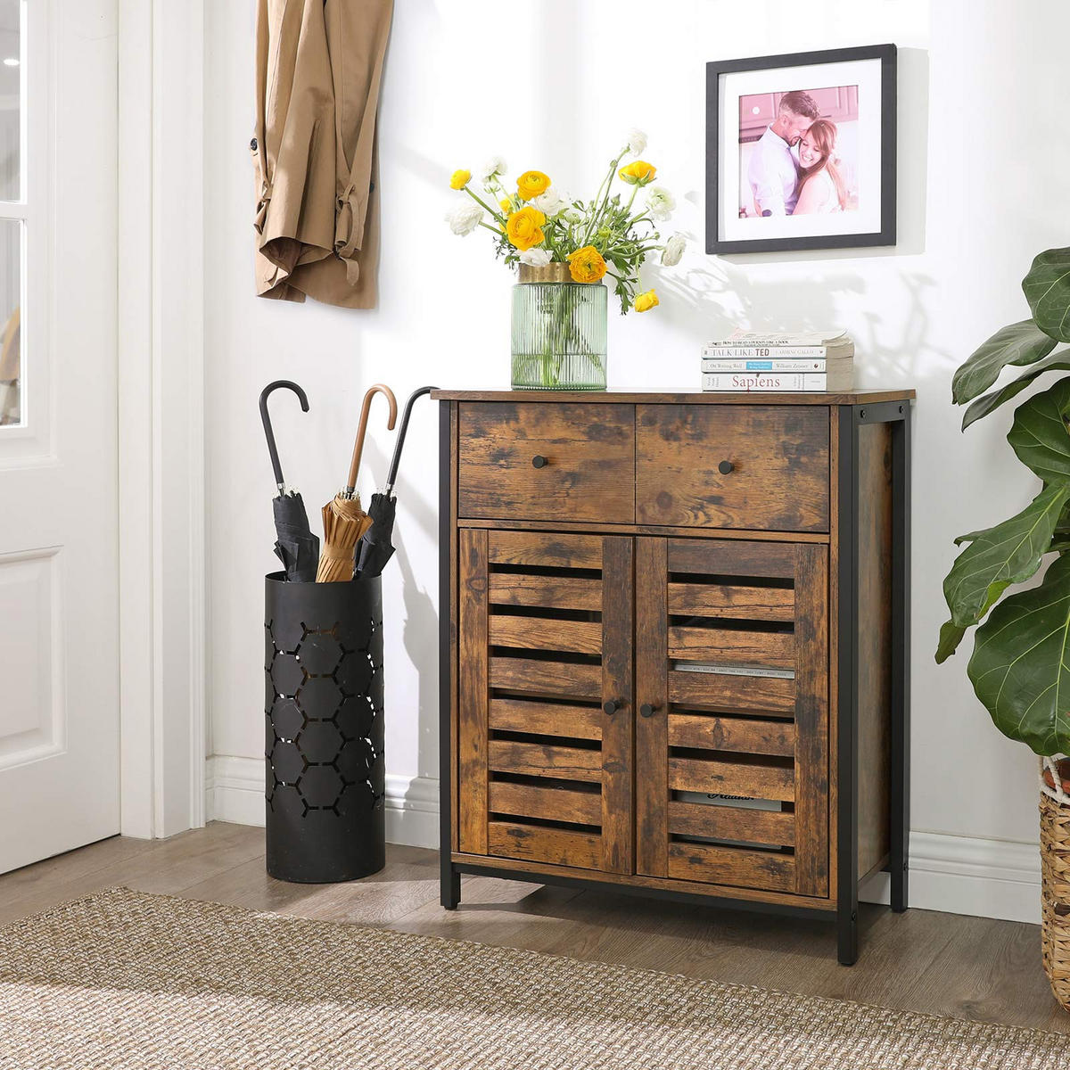 BEISTELLSCHRANK MIT SCHUBLADE - Braun, Holzwerkstoff (30/80/70cm) - Hansiro