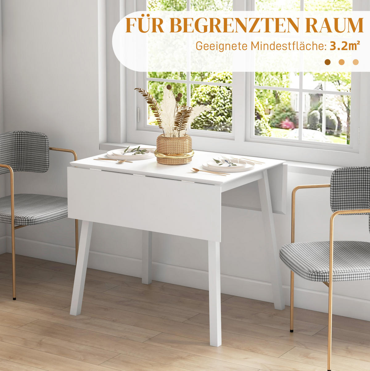ESSTISCH aus Kiefernholz 86x110x75 cm Weiß klappbar für 2-4 Personen platzsparend - Weiß, Holz (110/86/75cm) - Modfu