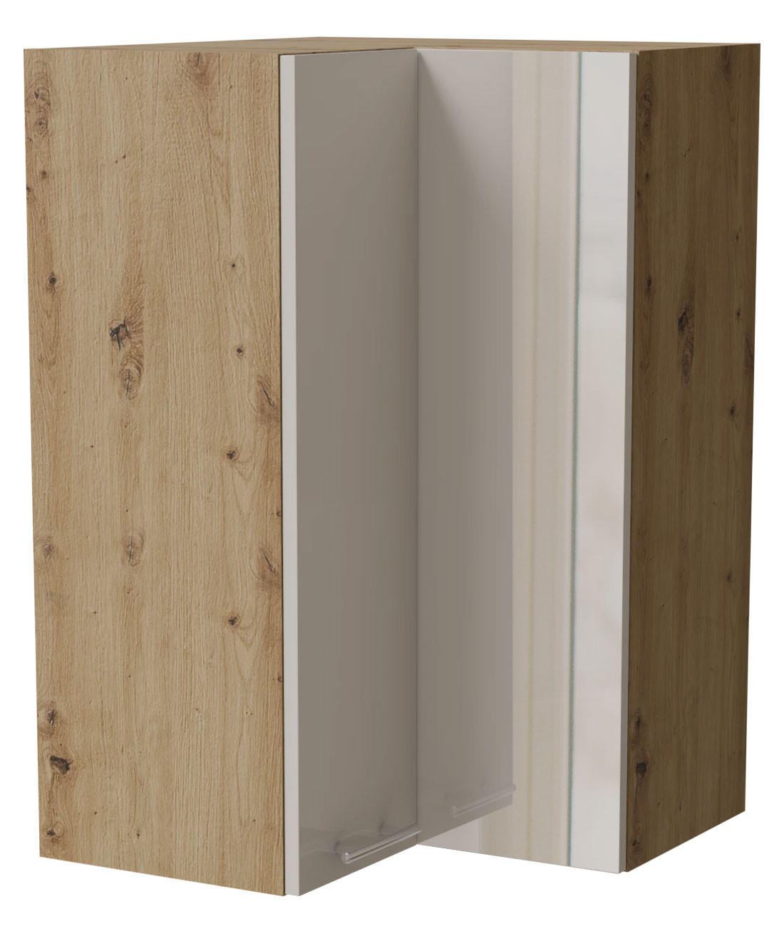 ECKHÄNGESCHRANK Brerra W14/60 Eiche Artisan / RAL 9001 creme Hochglanz 60 / 60 / 96cm - Creme/Eiche Artisan, Holz/Holzwerkstoff (60/96/60cm) - Feldmann-Wohnen