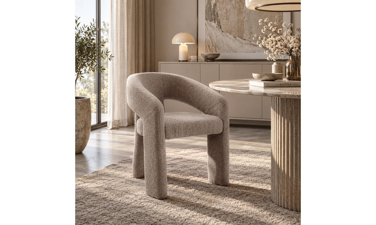 SESSEL NUBI 58/55/78 cm Bouclé Beige - Beige, Textil (58/78/55cm) - Lookway